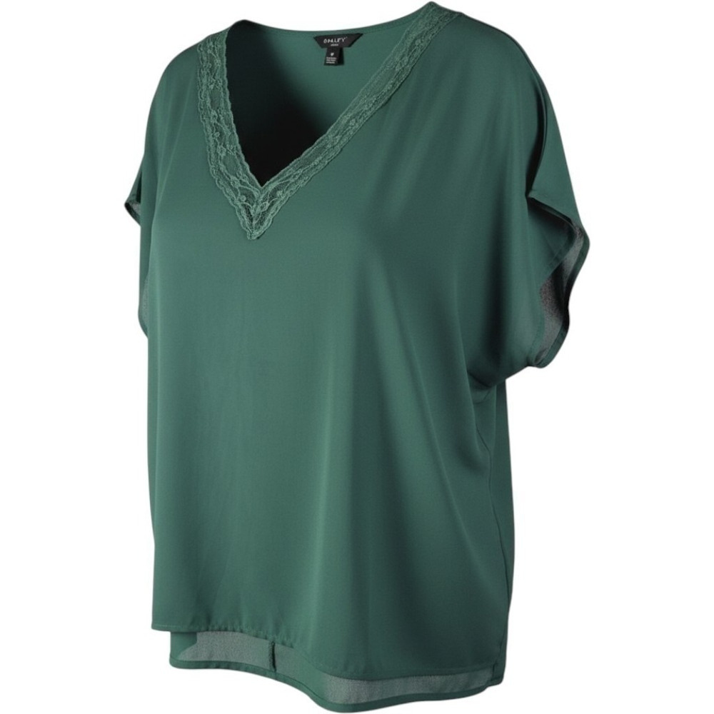 Emery Rose Blouse Women XXL Green Lace V-Neck Short Sleeve Top JIT8748242